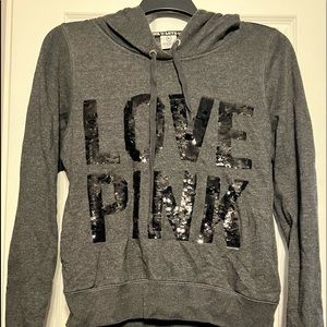 VS Pink hoodie dark gray  size M